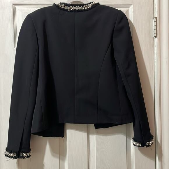 Balmain Embellished tulle trimmed wool and cotton blazer Size 8 Rare - Picture 10 of 11